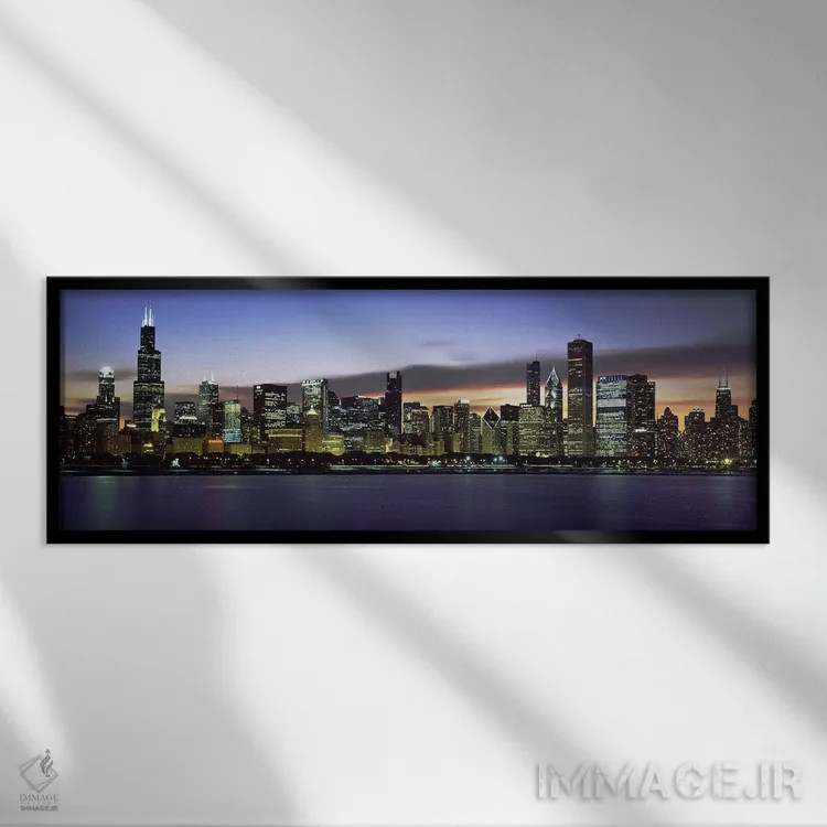 تابلو دکوراتیو Lake Michigan, Chicago, Illinois, USA,ساختمان های کنار… اثر پانورامیک ایمجز - نمای قابدار مشکی