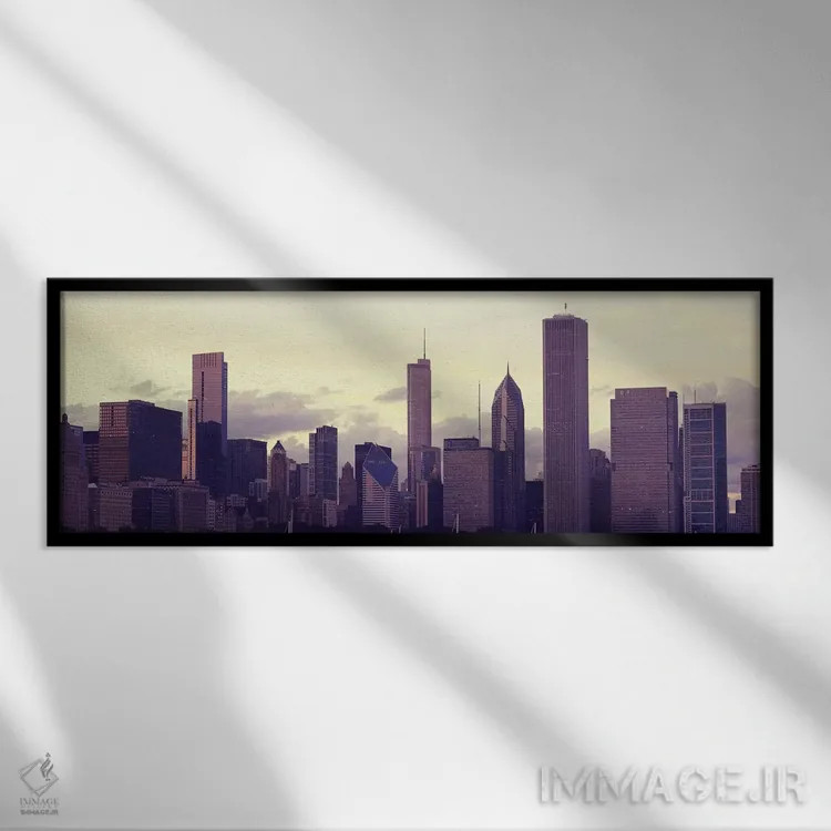 تابلو دکوراتیو Chicago, Illinois, USA,ساختمان های شهر در غروب، شیکاگو… اثر پانورامیک ایمجز - نمای قابدار مشکی