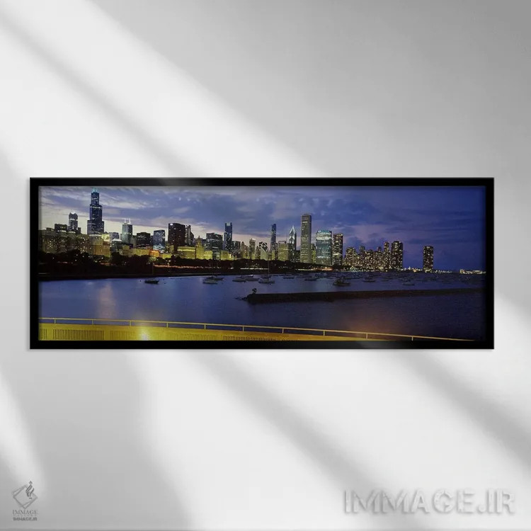 تابلو دکوراتیو Lake Michigan, Chicago, Illinois, USA #2,ساختمان های کن… اثر پانورامیک ایمجز - نمای قابدار مشکی