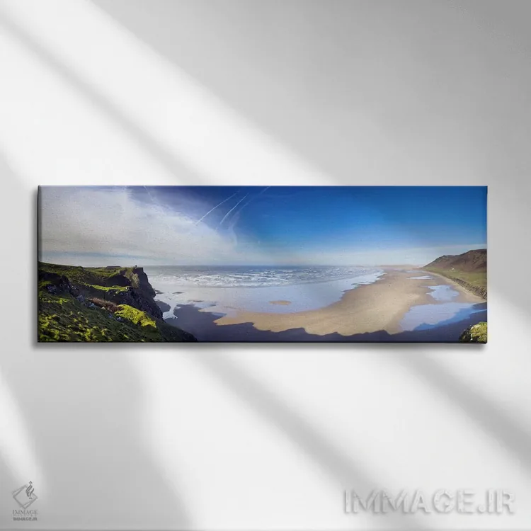 تابلو دکوراتیو Gower Peninsula, Wales,منظره ساحلی با شنزارهای لانگنیت… اثر پانورامیک ایمجز - نمای روبهرو روی دیوار