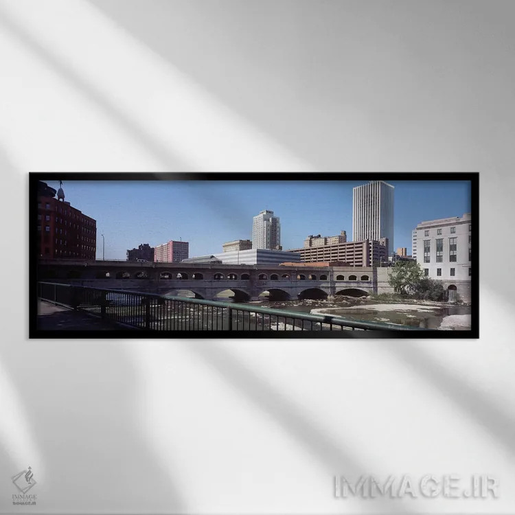 تابلو دکوراتیو Monroe County, New York State, USA,پل بر فراز رودخانه گ… اثر پانورامیک ایمجز - نمای قابدار مشکی