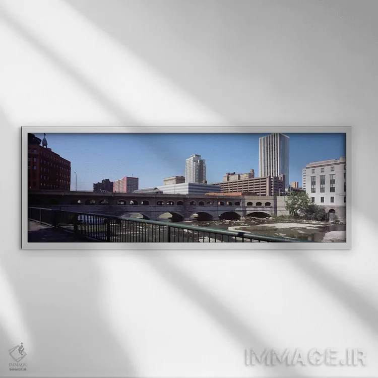 تابلو دکوراتیو Monroe County, New York State, USA,پل بر فراز رودخانه گ… اثر پانورامیک ایمجز - نمای قابدار سفید