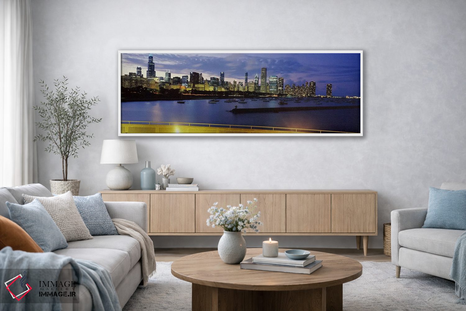 تابلو دکوراتیو Lake Michigan, Chicago, Illinois, USA #2,ساختمان های کن… اثر پانورامیک ایمجز - D3W
