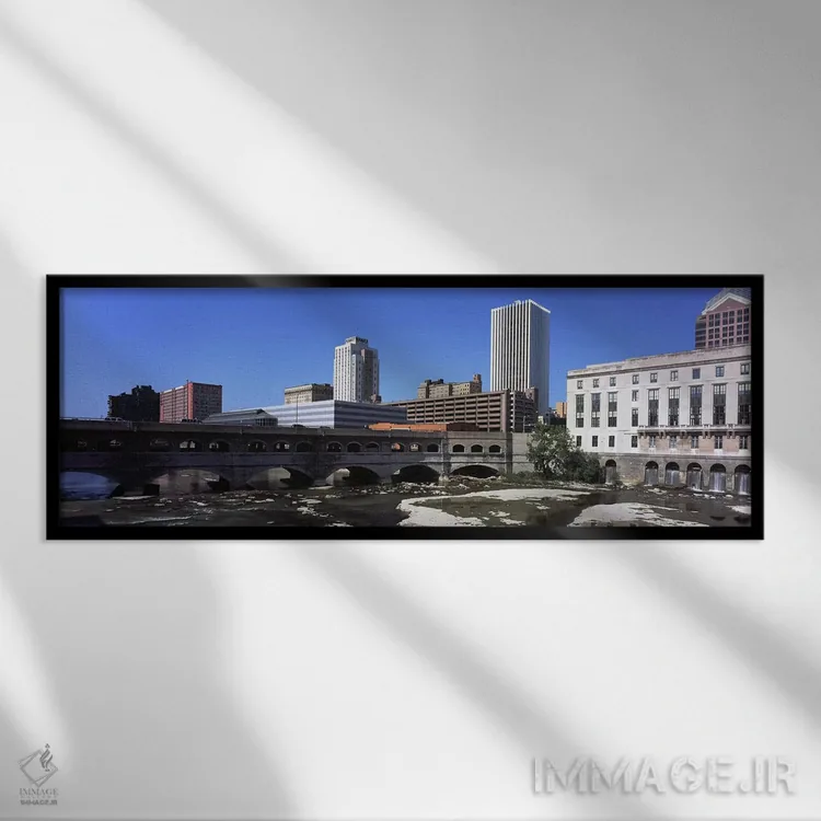 تابلو دکوراتیو Monroe County, New York State, USA,پل بر فراز رودخانه گ… اثر پانورامیک ایمجز - نمای قابدار مشکی