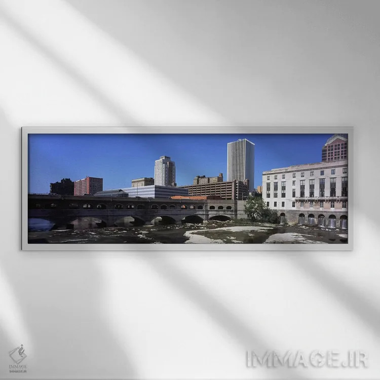 تابلو دکوراتیو Monroe County, New York State, USA,پل بر فراز رودخانه گ… اثر پانورامیک ایمجز - نمای قابدار سفید