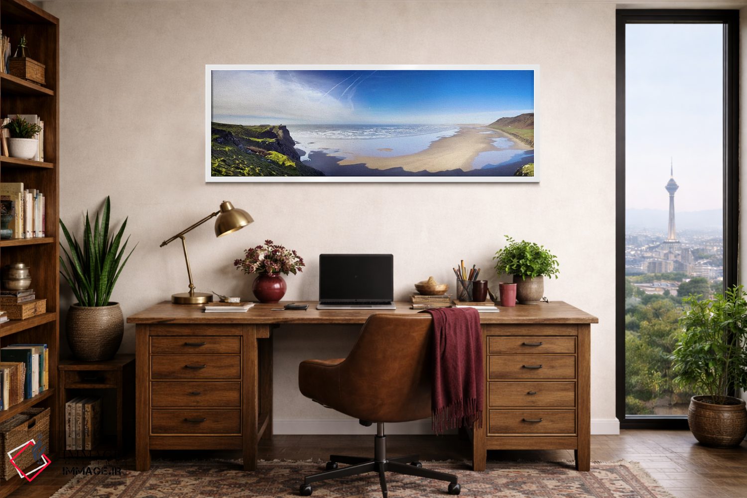 تابلو دکوراتیو Gower Peninsula, Wales,منظره ساحلی با شنزارهای لانگنیت… اثر پانورامیک ایمجز - D1W