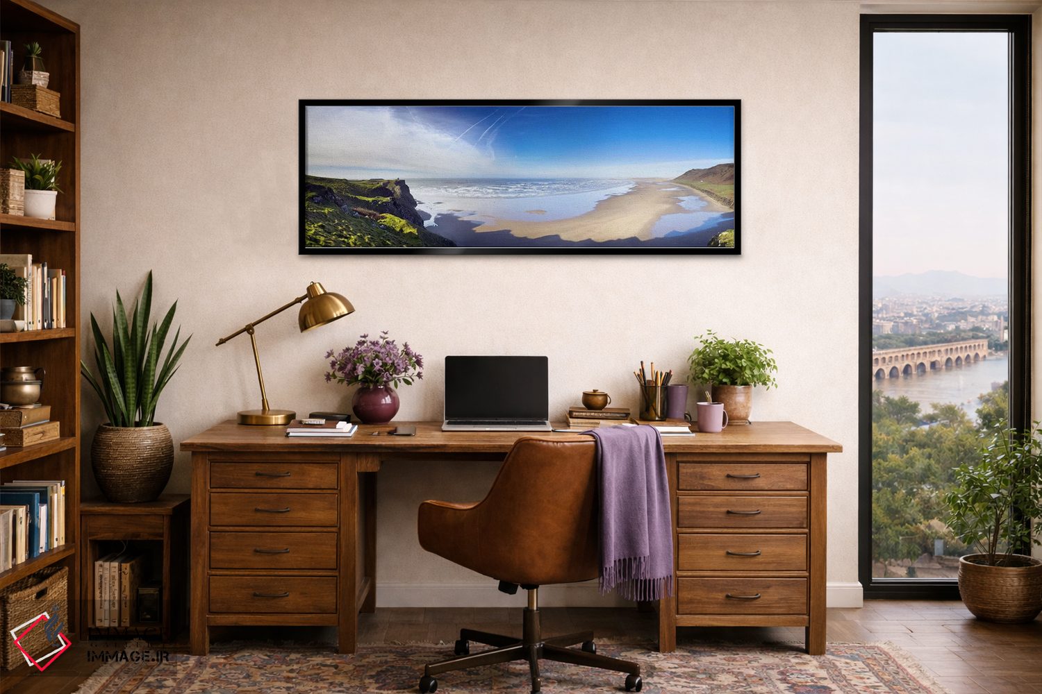 تابلو دکوراتیو Gower Peninsula, Wales,منظره ساحلی با شنزارهای لانگنیت… اثر پانورامیک ایمجز - D3B