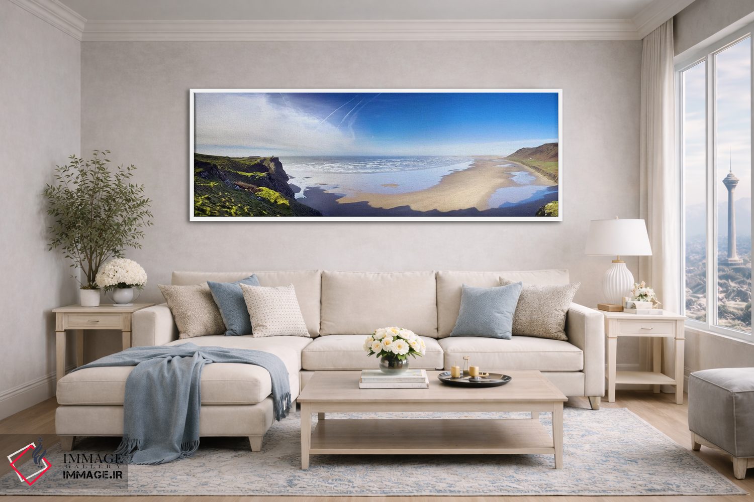 تابلو دکوراتیو Gower Peninsula, Wales,منظره ساحلی با شنزارهای لانگنیت… اثر پانورامیک ایمجز - D4W