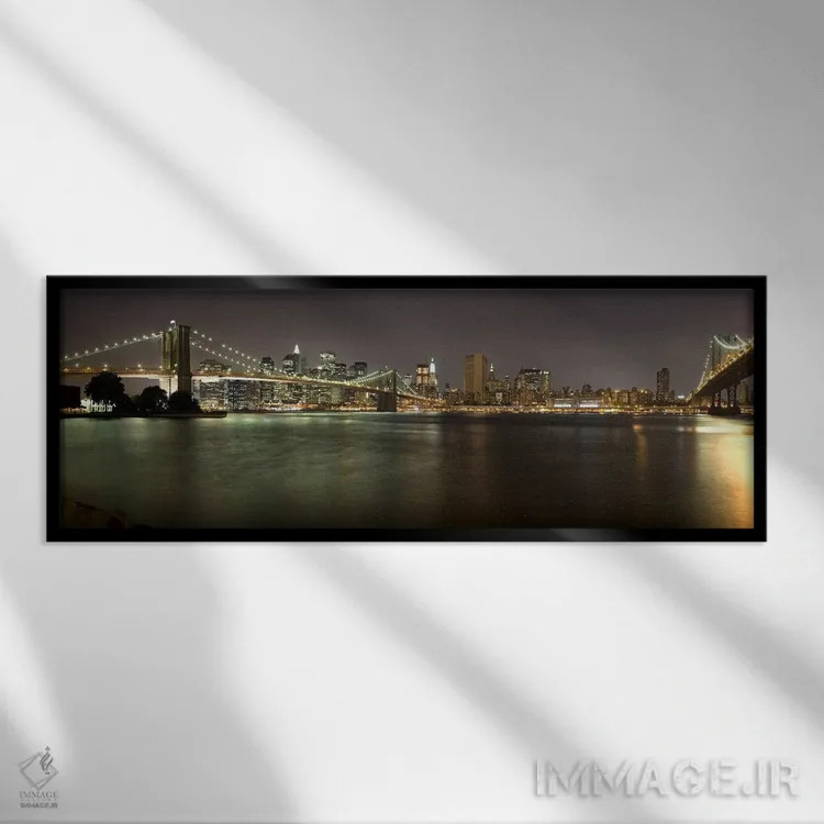 تابلو دکوراتیو Manhattan, New York City, New York State, USA,پل بروکلی… اثر پانورامیک ایمجز - نمای قابدار مشکی