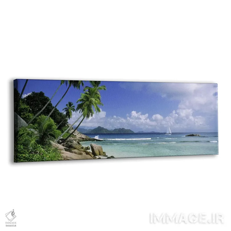 تابلو دکوراتیو La Digue, Seychelles,منظره ساحلی با نمای دور از جزیره پ… اثر پانورامیک ایمجز - نمای پرسپکتیو محصول