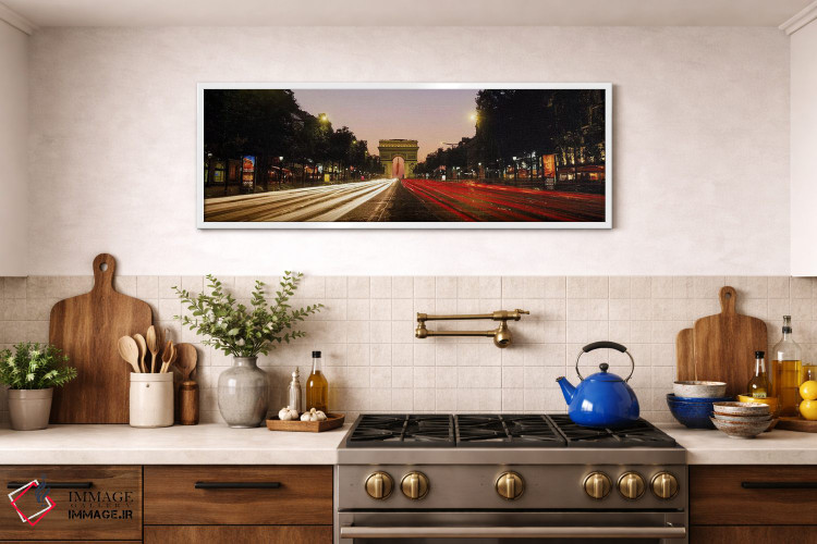 تابلو دکوراتیو Paris, France,نمای حرکت تاری از ترافیک شبانه در شانزلیز… اثر پانورامیک ایمجز - D1W