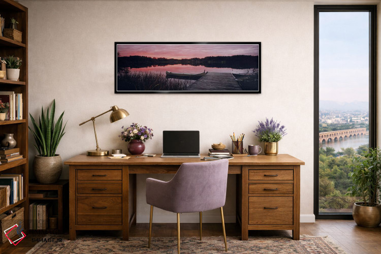 تابلو دکوراتیو Sweden,قایق کانوی بسته شده به اسکله در دریاچه ای کوچک ه… اثر پانورامیک ایمجز - D2B