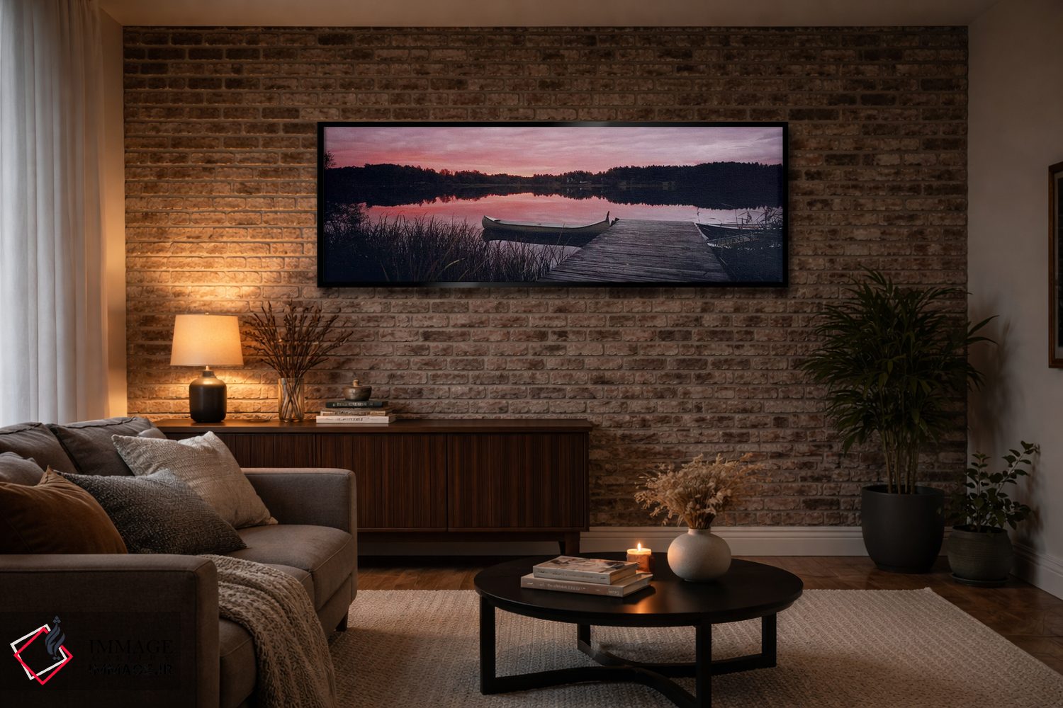 تابلو دکوراتیو Sweden,قایق کانوی بسته شده به اسکله در دریاچه ای کوچک ه… اثر پانورامیک ایمجز - D3B