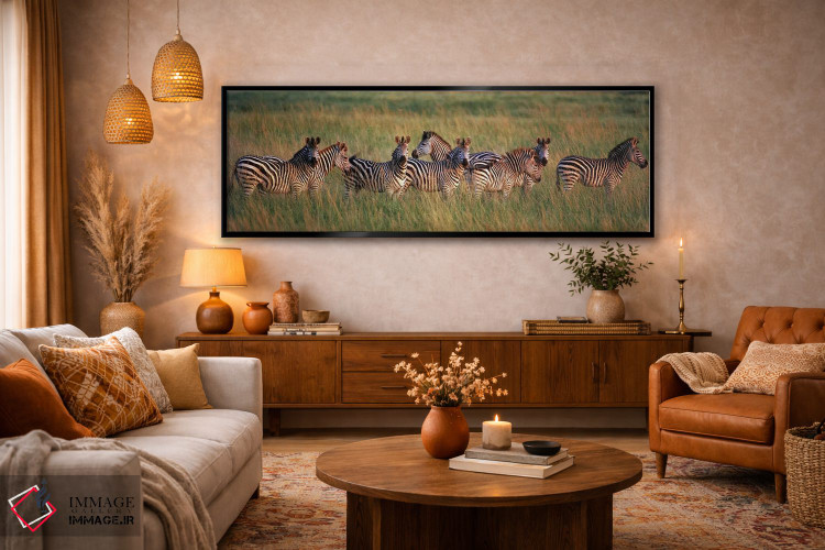 تابلو دکوراتیو Masai Mara National Reserve, Kenya,گورخرهای برچل در جنگ… اثر پانورامیک ایمجز - D5B