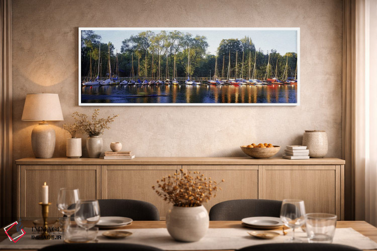 تابلو دکوراتیو Langholmens Canal, Stockholm, Sweden,قایق های بادبانی پ… اثر پانورامیک ایمجز - D1W