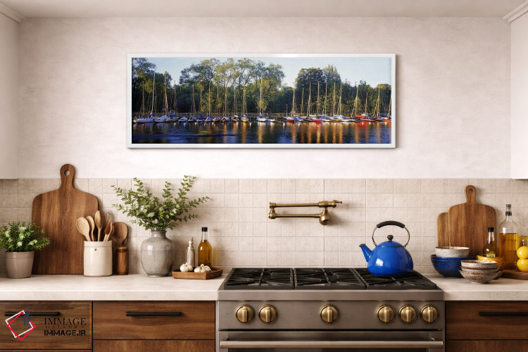 تابلو دکوراتیو Langholmens Canal, Stockholm, Sweden,قایق های بادبانی پ… اثر پانورامیک ایمجز - D2W