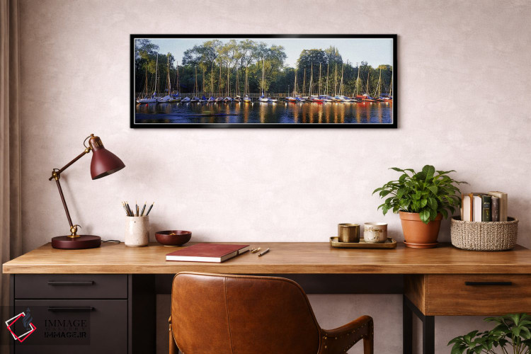 تابلو دکوراتیو Langholmens Canal, Stockholm, Sweden,قایق های بادبانی پ… اثر پانورامیک ایمجز - D3B