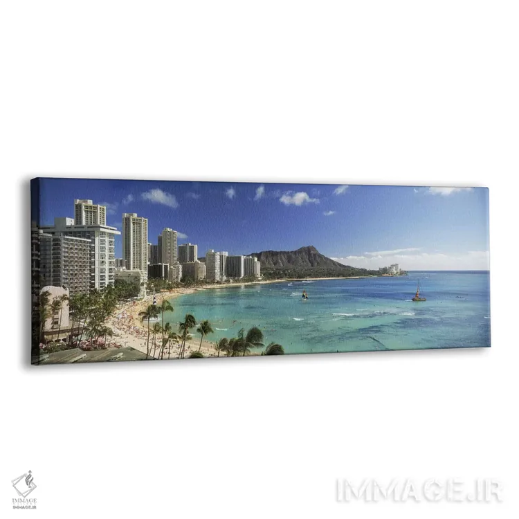 تابلو دکوراتیو Waikiki Beach, Oahu, Honolulu, Hawaii, USA,ساختمان ها د… اثر پانورامیک ایمجز - نمای پرسپکتیو محصول