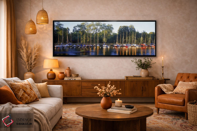 تابلو دکوراتیو Langholmens Canal, Stockholm, Sweden,قایق های بادبانی پ… اثر پانورامیک ایمجز - D5B