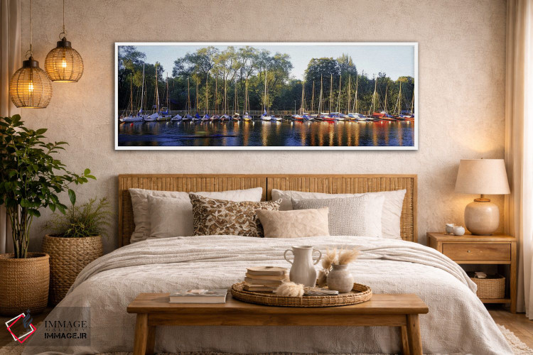 تابلو دکوراتیو Langholmens Canal, Stockholm, Sweden,قایق های بادبانی پ… اثر پانورامیک ایمجز - D4W