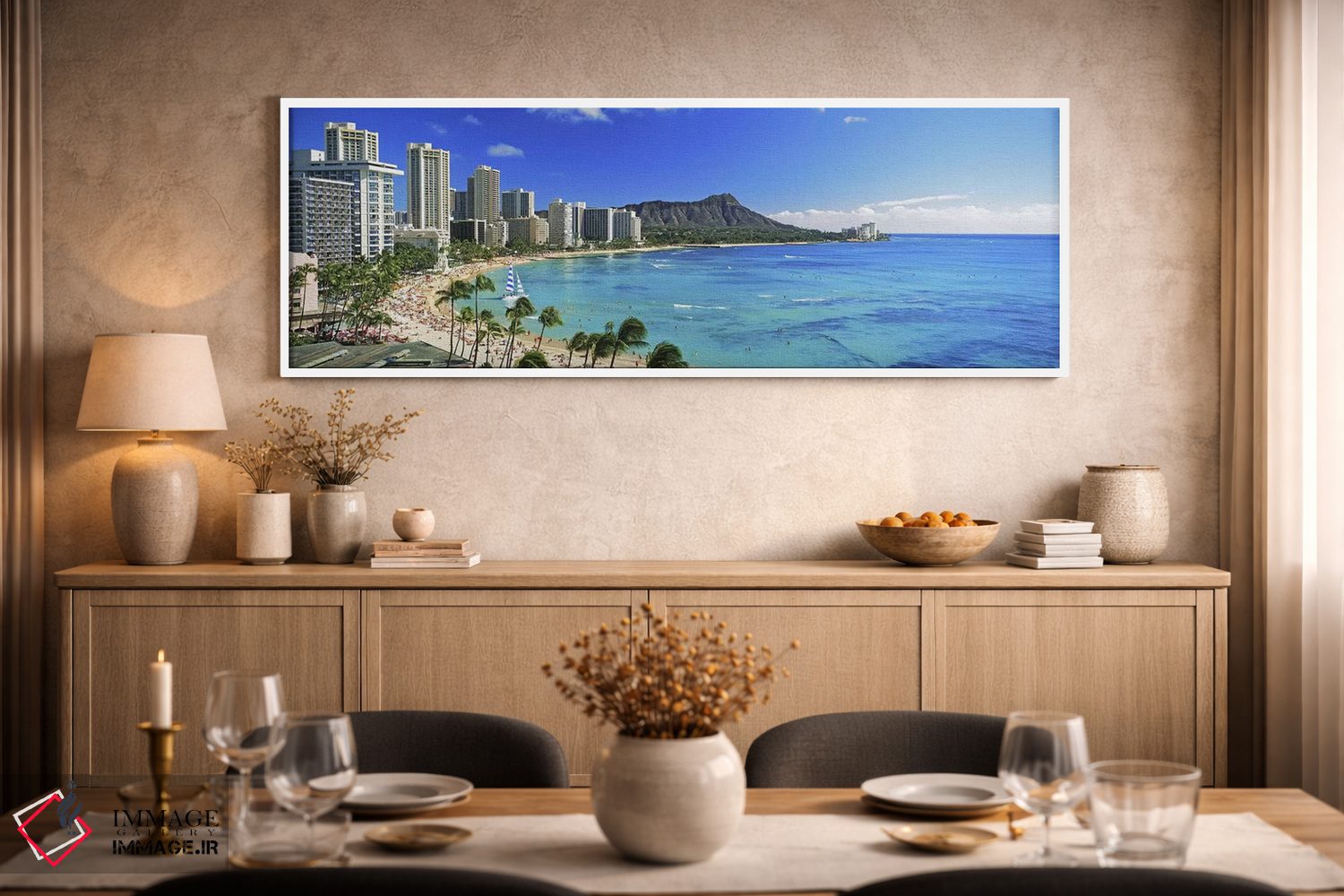 تابلو دکوراتیو Diamond Head, Waikiki Beach, Oahu, Honolulu, Hawaii, US… اثر پانورامیک ایمجز - D2W