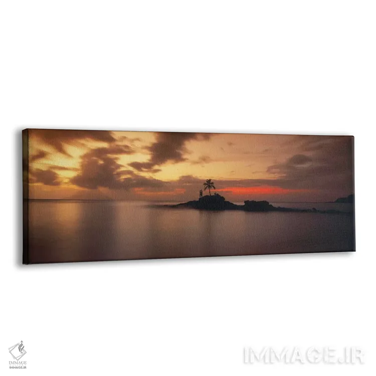 تابلو دکوراتیو La Digue Island, Seychelles,سایه نخل بر جزیره هنگام غرو… اثر پانورامیک ایمجز - نمای پرسپکتیو محصول