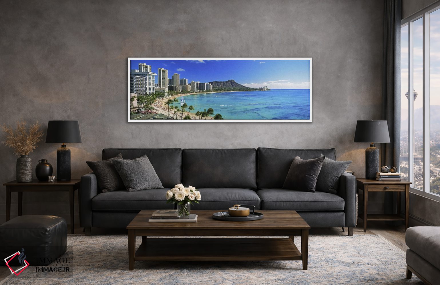 تابلو دکوراتیو Diamond Head, Waikiki Beach, Oahu, Honolulu, Hawaii, US… اثر پانورامیک ایمجز - D4W