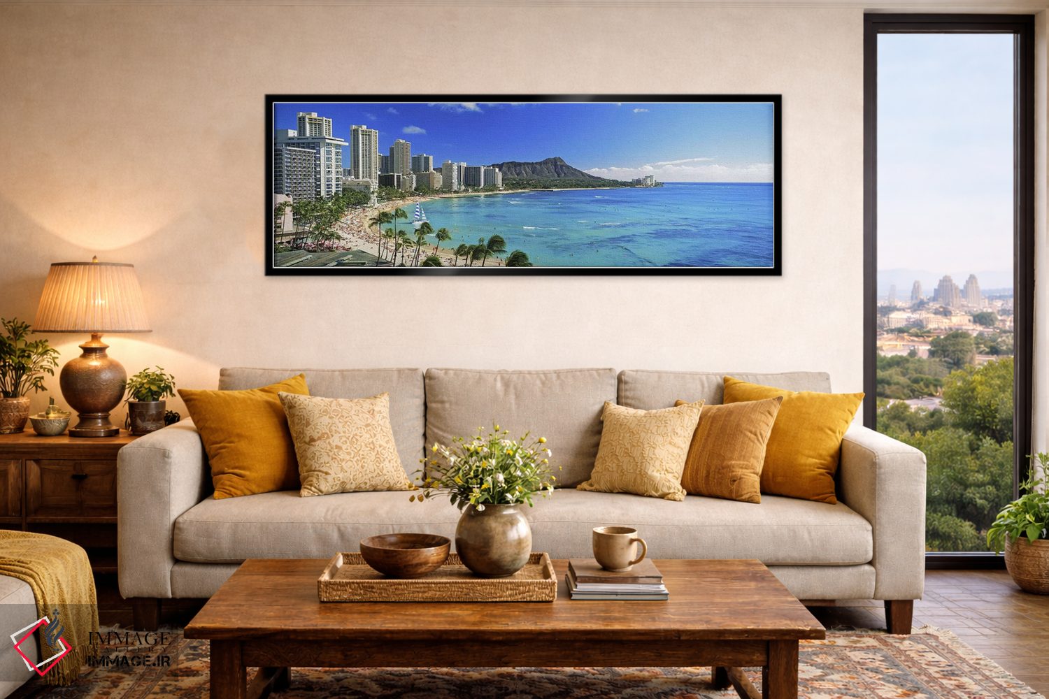 تابلو دکوراتیو Diamond Head, Waikiki Beach, Oahu, Honolulu, Hawaii, US… اثر پانورامیک ایمجز - D6B