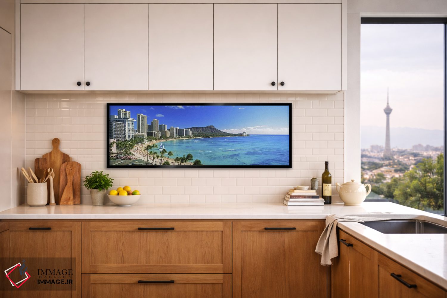 تابلو دکوراتیو Diamond Head, Waikiki Beach, Oahu, Honolulu, Hawaii, US… اثر پانورامیک ایمجز - D5B