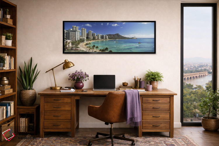 تابلو دکوراتیو Waikiki Beach, Oahu, Honolulu, Hawaii, USA,ساختمان ها د… اثر پانورامیک ایمجز - D2B
