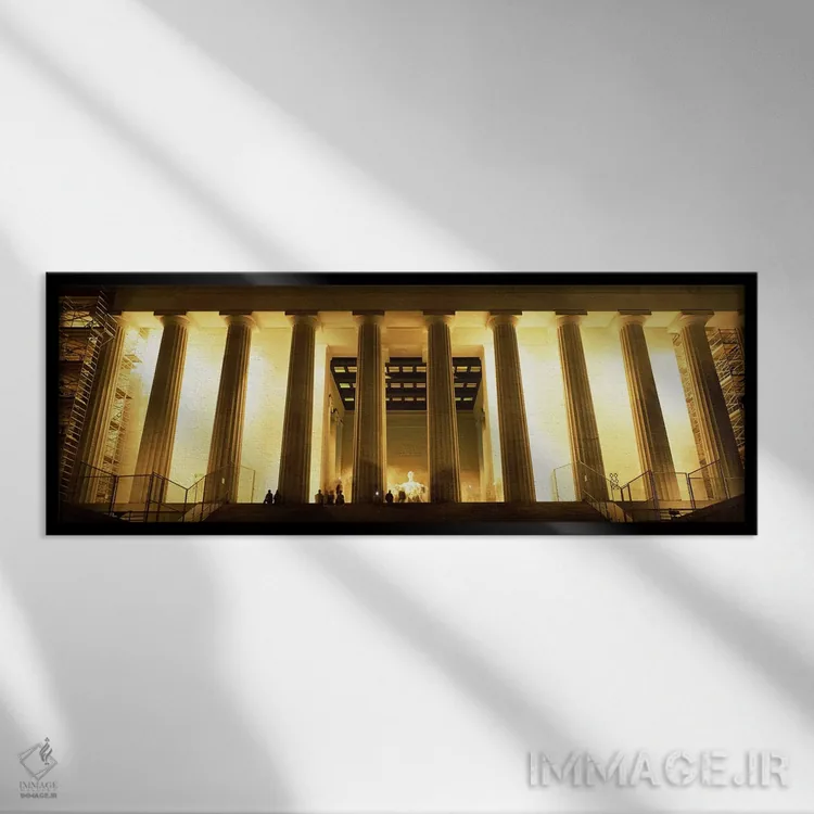 تابلو دکوراتیو Washington DC, USA,ستون هایی که دور یک یادبود قرار گرفت… اثر پانورامیک ایمجز - نمای قابدار مشکی