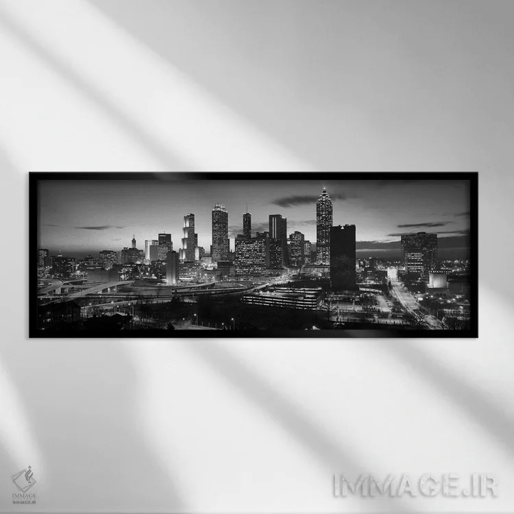 تابلو دکوراتیو Atlanta, Georgia, USA,آسمان خراش ها در شهر آتلانتا، جور… اثر پانورامیک ایمجز - نمای قابدار مشکی