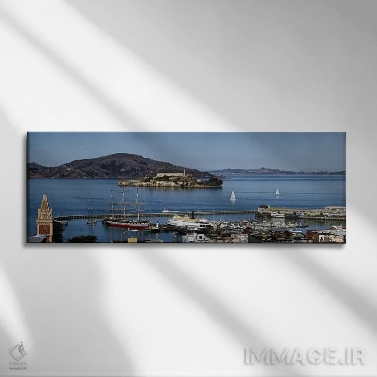تابلو دکوراتیو Alcatraz Island, Aquatic Park Historic District, Fisher… اثر پانورامیک ایمجز - نمای روبهرو روی دیوار