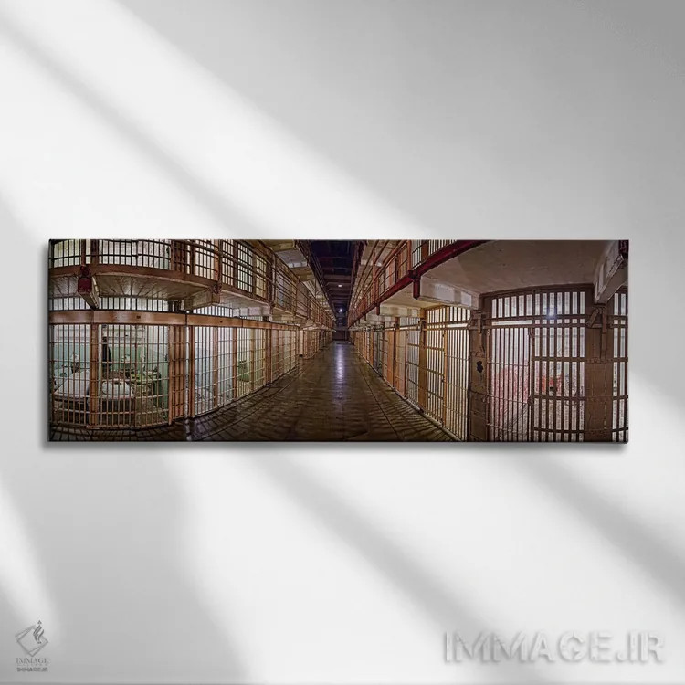 تابلو دکوراتیو Alcatraz Island, San Francisco, California, USA,راهروی… اثر پانورامیک ایمجز - نمای روبهرو روی دیوار