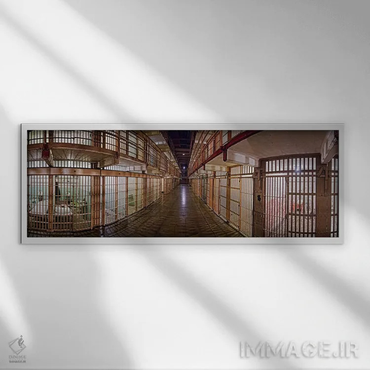 تابلو دکوراتیو Alcatraz Island, San Francisco, California, USA,راهروی… اثر پانورامیک ایمجز - نمای قابدار سفید