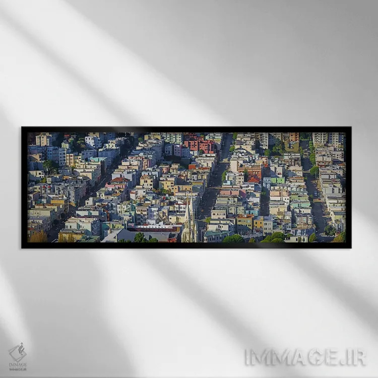 تابلو دکوراتیو San Francisco, California, USA,ساختمان ها در شهر از نما… اثر پانورامیک ایمجز - نمای قابدار مشکی