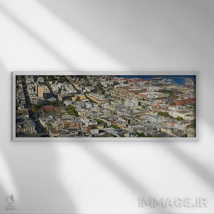 تابلو دکوراتیو Columbus Avenue and Fisherman's Wharf, San Francisco, C… اثر پانورامیک ایمجز - نمای قابدار سفید