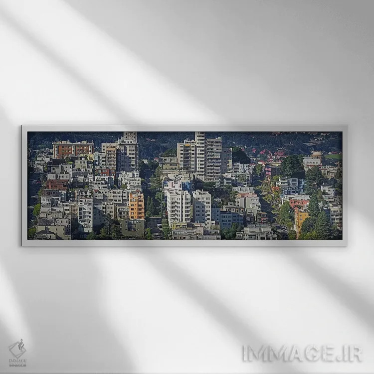 تابلو دکوراتیو Russian Hill, Lombard Street and Crookedest Street, San… اثر پانورامیک ایمجز - نمای قابدار سفید