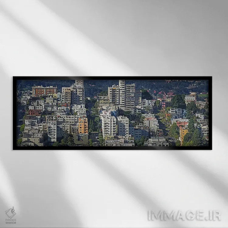 تابلو دکوراتیو Russian Hill, Lombard Street and Crookedest Street, San… اثر پانورامیک ایمجز - نمای قابدار مشکی
