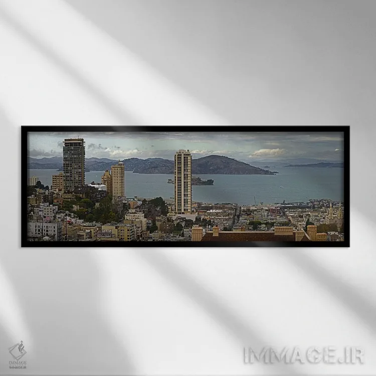 تابلو دکوراتیو San Francisco, California, USA,ساختمان ها در شهر با جزی… اثر پانورامیک ایمجز - نمای قابدار مشکی