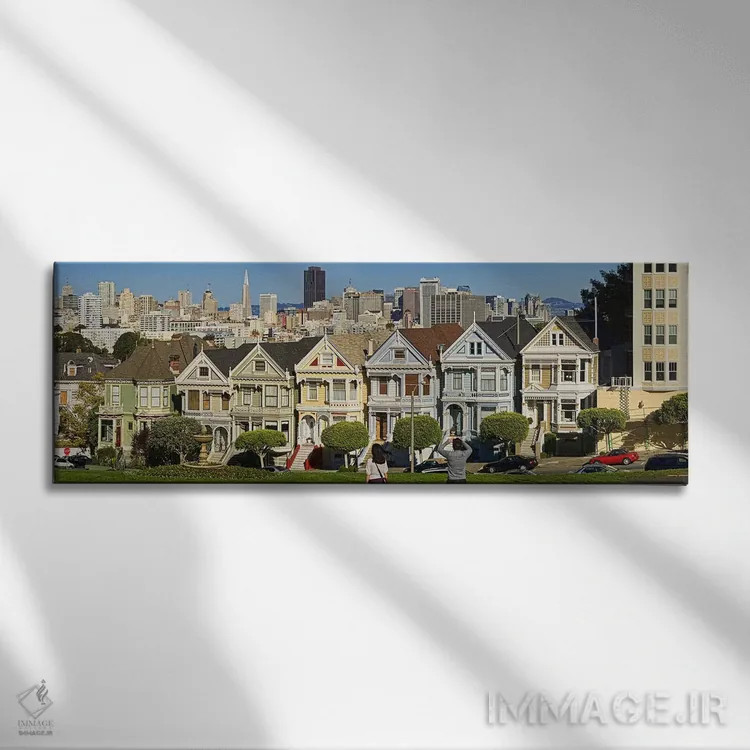 تابلو دکوراتیو San Francisco, California, USA 2011,ردیف معروف خانه های… اثر پانورامیک ایمجز - نمای روبهرو روی دیوار