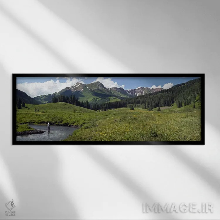 تابلو دکوراتیو Slate River, Gunnison County, Colorado, USA,ماهیگیر تنه… اثر پانورامیک ایمجز - نمای قابدار مشکی