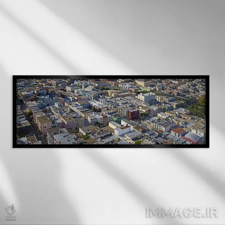 تابلو دکوراتیو San Francisco, California, USA,نمای هوایی خانه های رنگا… اثر پانورامیک ایمجز - نمای قابدار مشکی