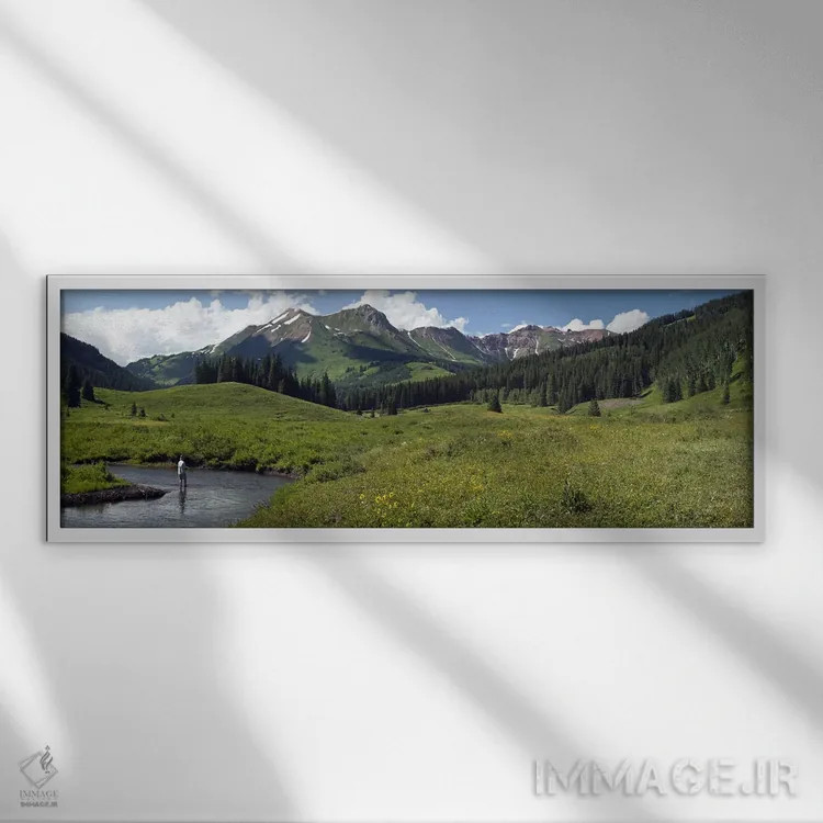 تابلو دکوراتیو Slate River, Gunnison County, Colorado, USA,ماهیگیر تنه… اثر پانورامیک ایمجز - نمای قابدار سفید