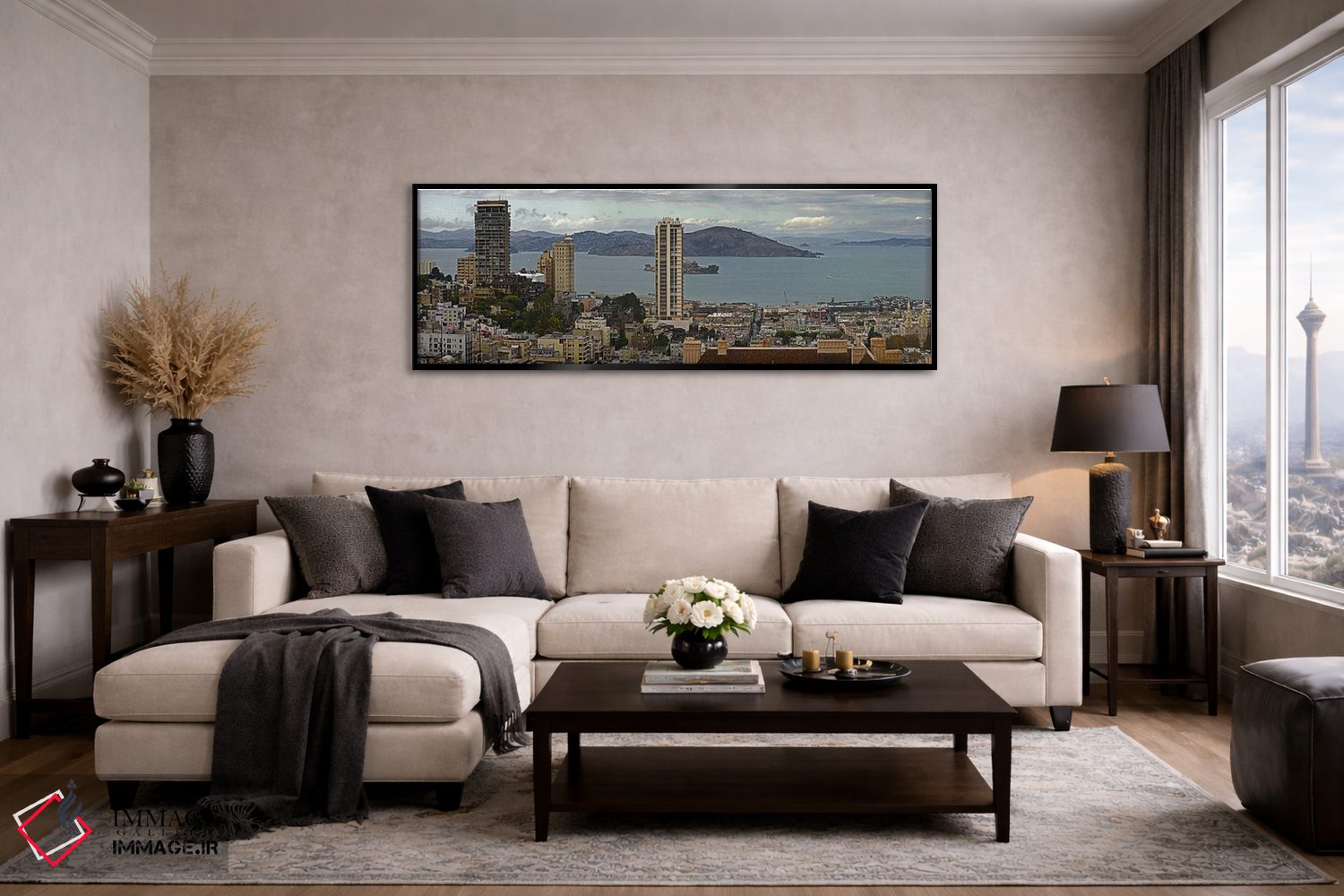 تابلو دکوراتیو San Francisco, California, USA,ساختمان ها در شهر با جزی… اثر پانورامیک ایمجز - D5B