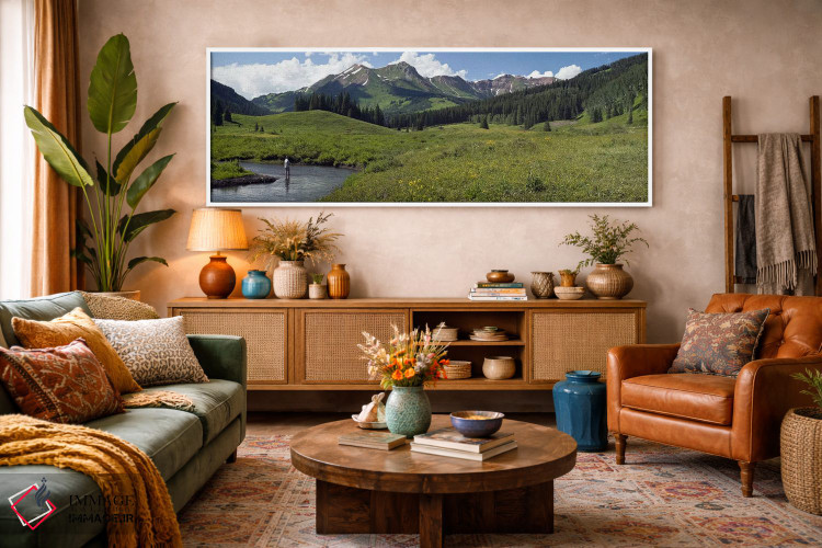 تابلو دکوراتیو Slate River, Gunnison County, Colorado, USA,ماهیگیر تنه… اثر پانورامیک ایمجز - D3W