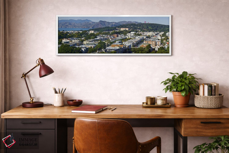 تابلو دکوراتیو Golden Gate Bridge Towers visible above the Presidio, S… اثر پانورامیک ایمجز - D4W