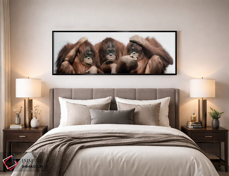 تابلو دکوراتیو نمای نزدیک از سه اورانگوتان اثر پانورامیک ایمجز - D5B