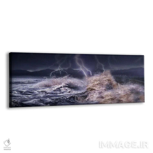 تابلو دکوراتیو امواج طوفانی که به بتن برخورد می کنند اثر پانورامیک ایمجز - نمای پرسپکتیو محصول