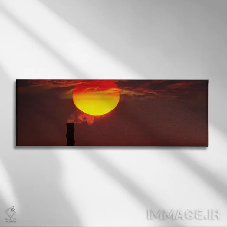 تابلو دکوراتیو دودکش صنعتی در غروب آفتاب اثر پانورامیک ایمجز - نمای روبهرو روی دیوار